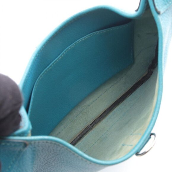 Hermes Shoulder Bag Trim 24 Turquoise Leather Trim 24 - Picture 3 of 10